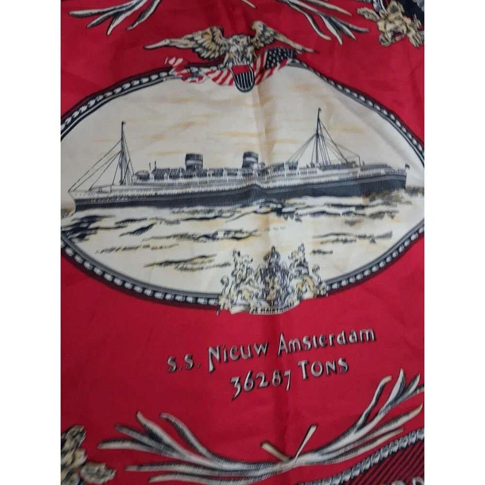 Vintage Holland America Line Scarf - S.S. Nieuw Amsterdam - 34” x 34” New York